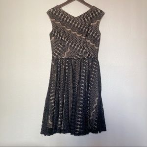Betsey Johnson Nude & Black Lace Dress
